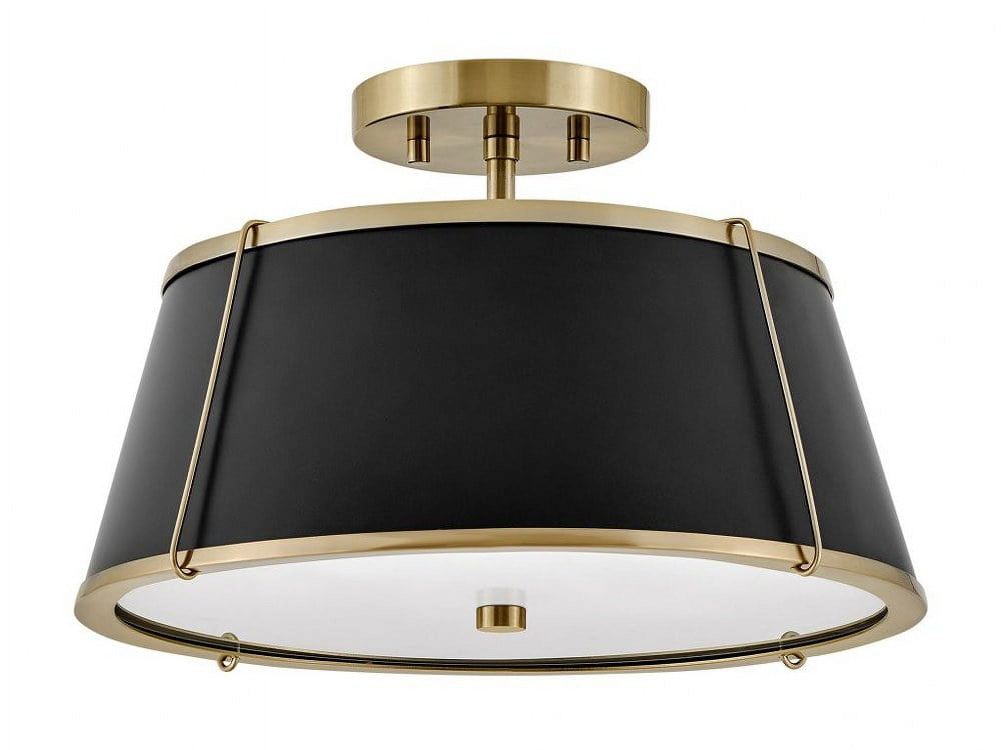 Elegant Clarke Warm Brass 2-Light LED Semi-Flush Drum Light
