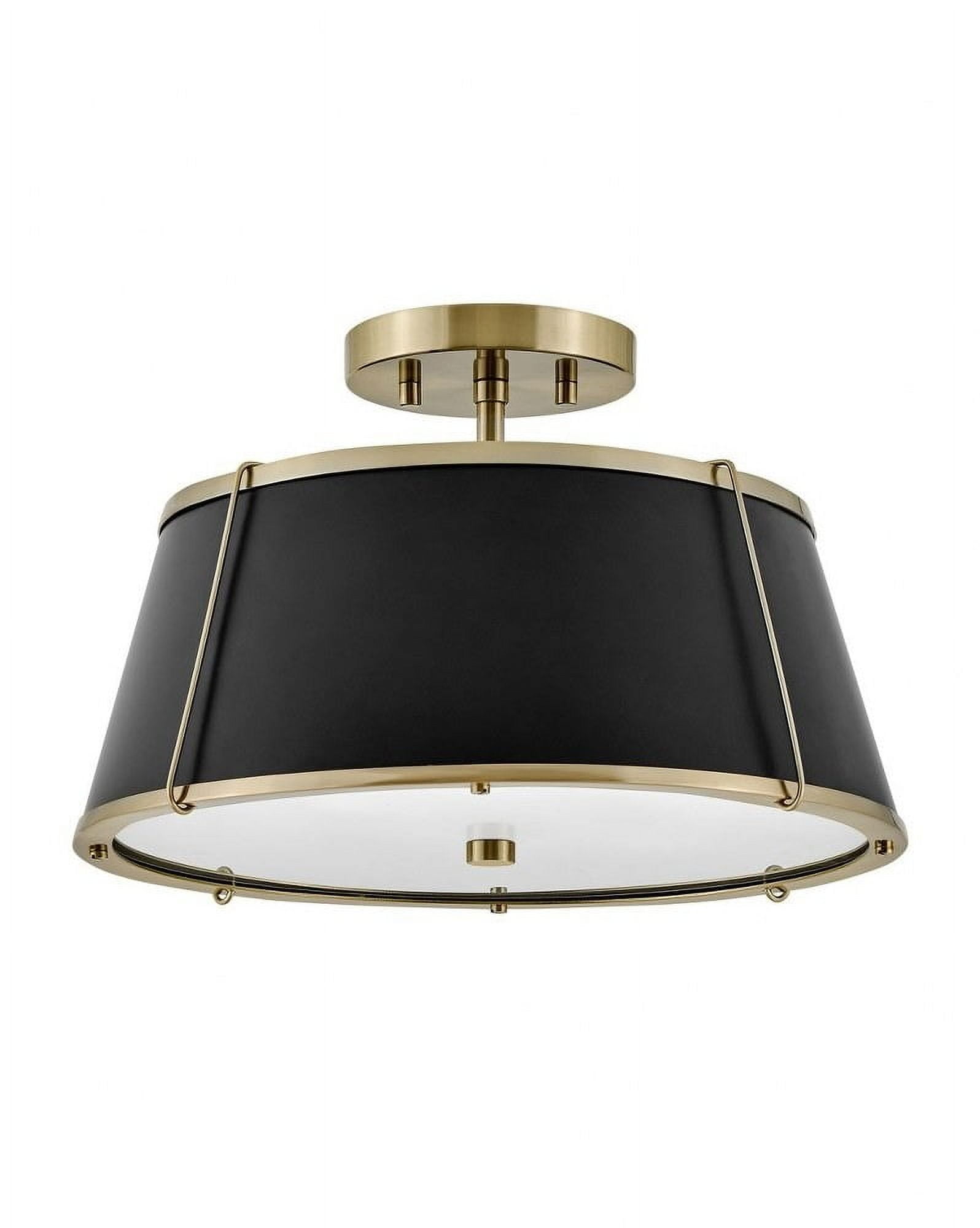 Elegant Clarke Warm Brass 2-Light LED Semi-Flush Drum Light