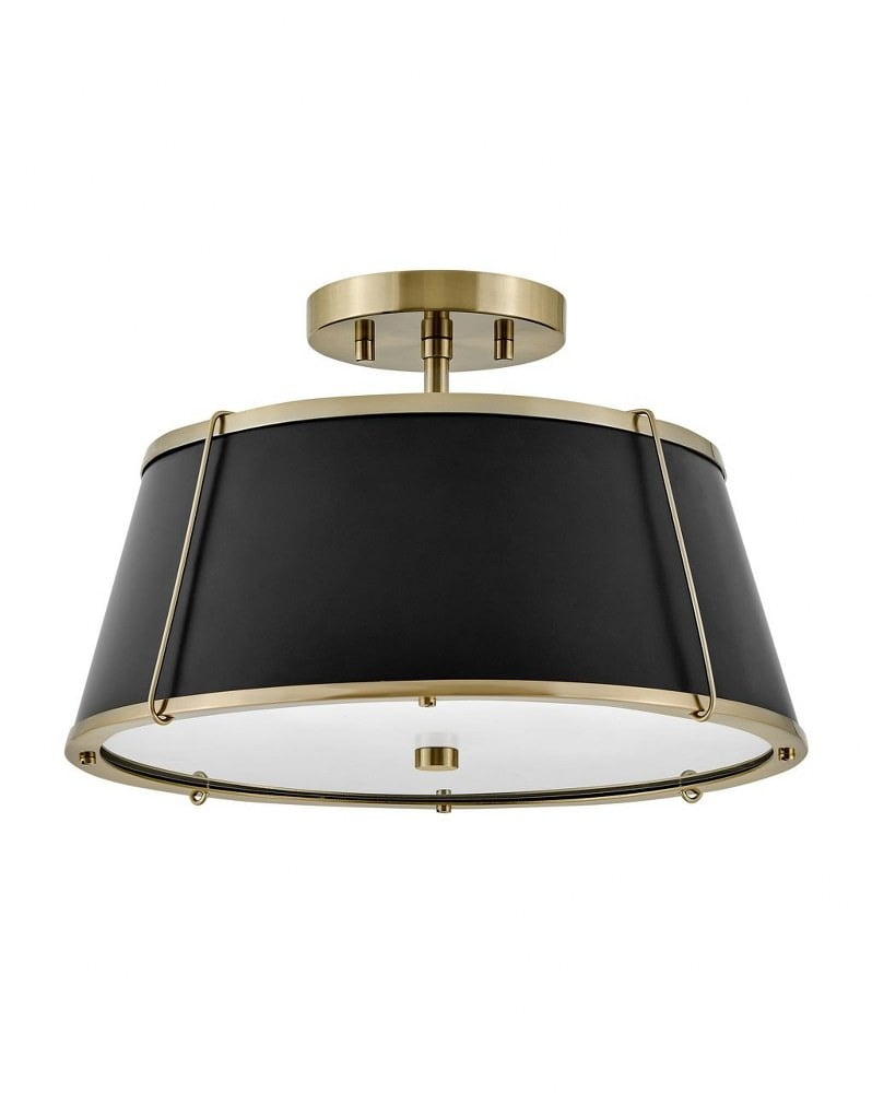 Elegant Clarke Warm Brass 2-Light LED Semi-Flush Drum Light