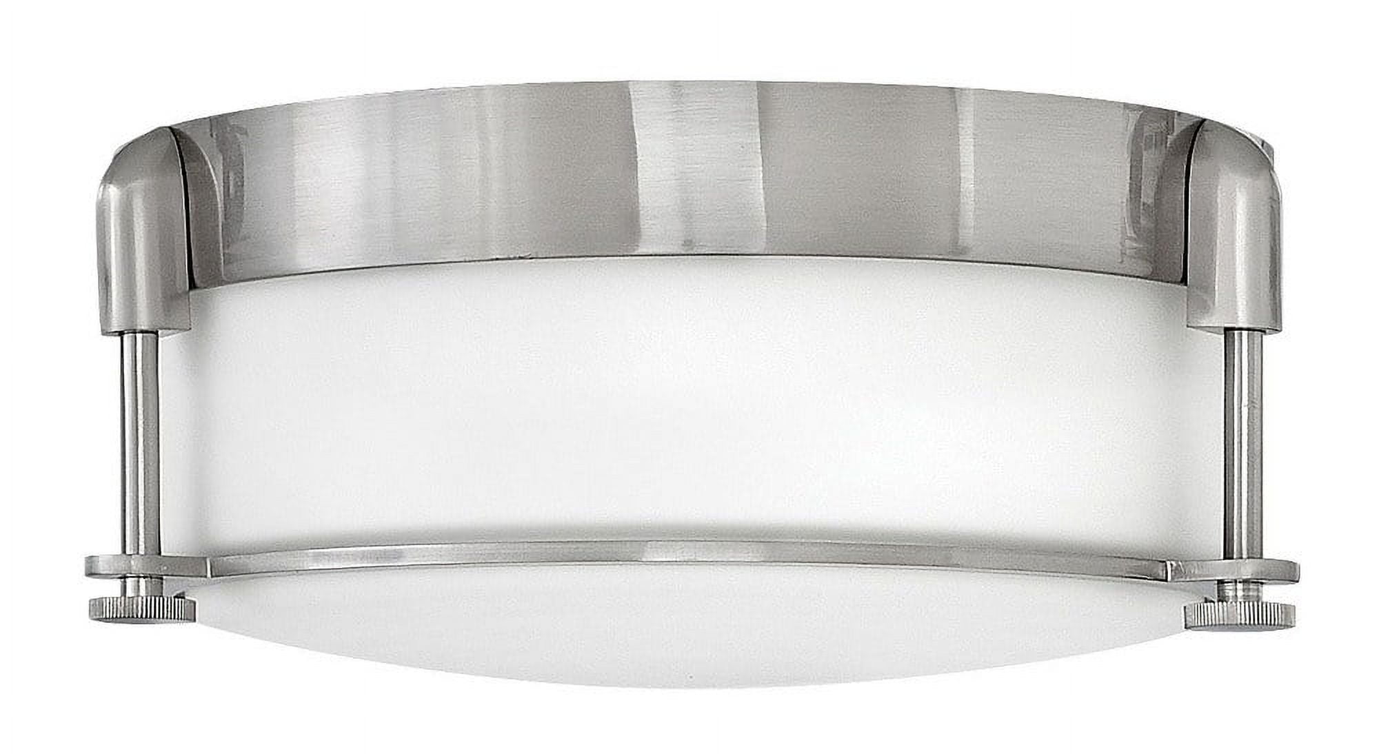 Transitional Brushed Nickel 2-Light LED Flush Mount with Etched Opal Glass