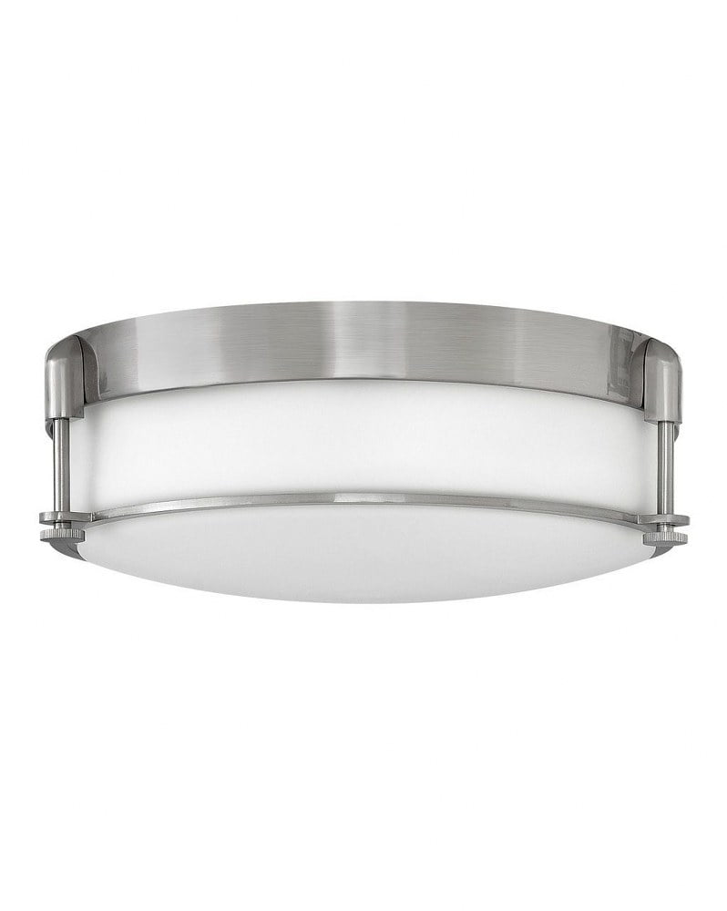 Sleek Nickel and Glass 3-Light Drum LED Flush Mount