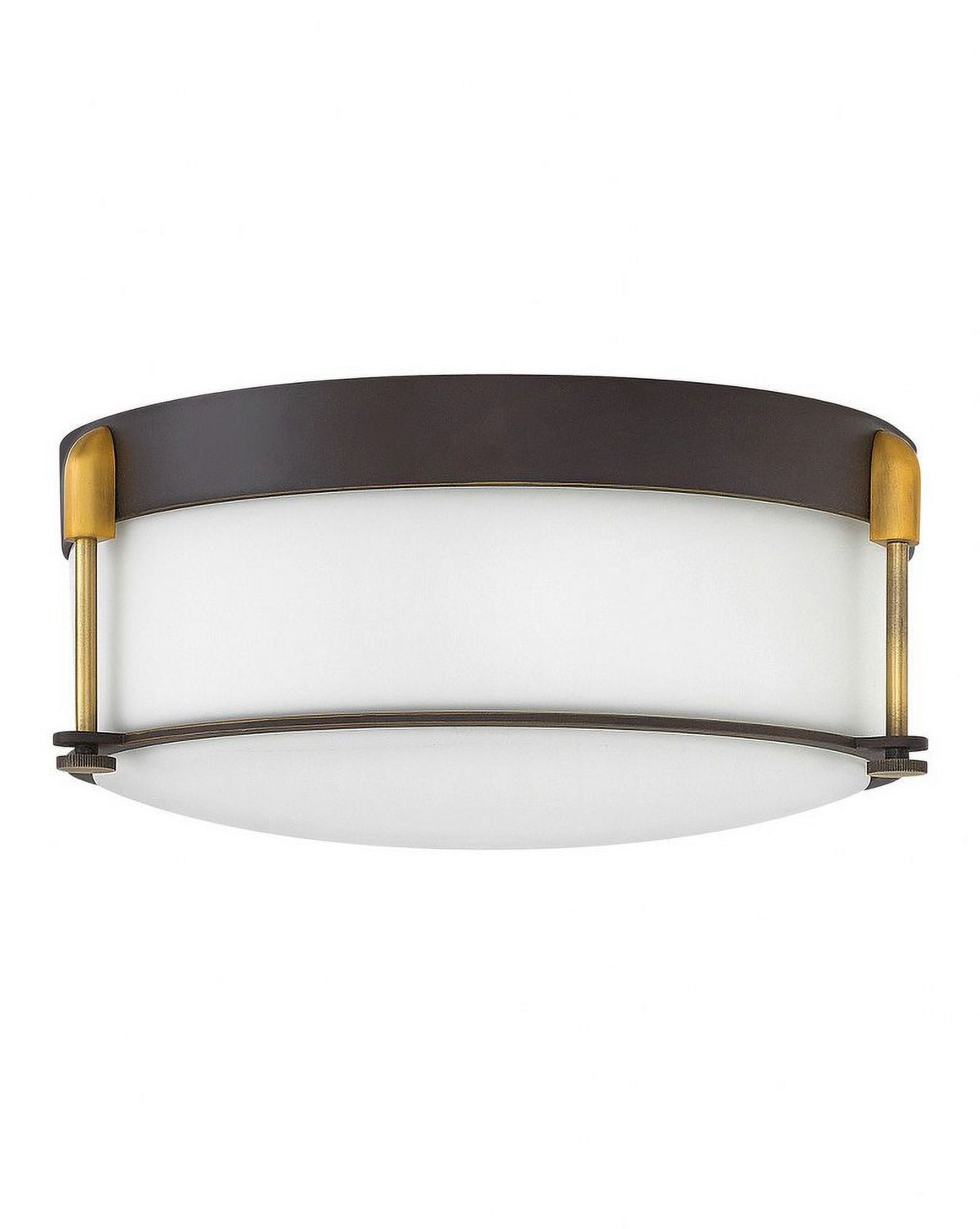 Elegant Oil-Rubbed Bronze Flush Mount with Etched Opal Glass and Brass Accents