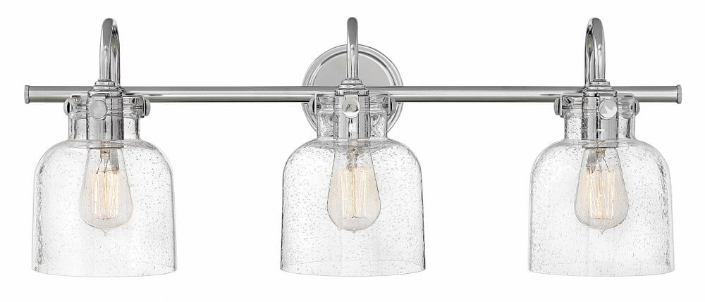 Chrome 3-Light Dimmable Bath Vanity with Clear Seedy Glass