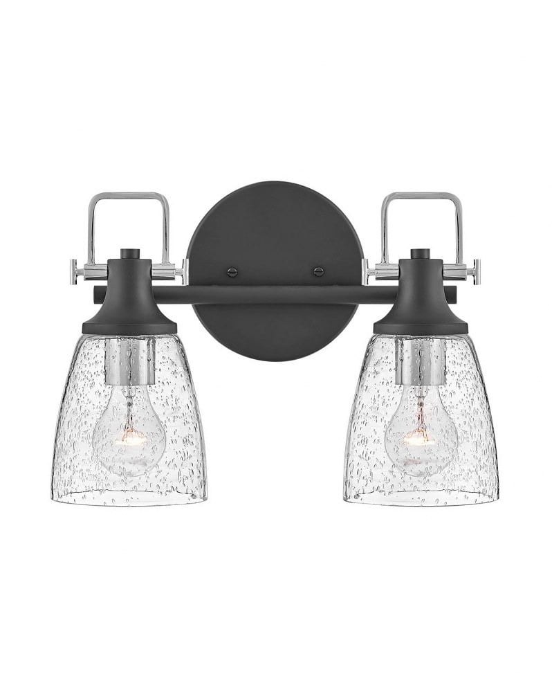 Easton Black and Chrome 2-Light Dimmable Vanity Light