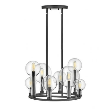 Eight Light Medium Chandelier In Transitional-Industrial Style 24.25 Inches Wide By 16.25 Inches High-Black Finish Hinkley Lighting 30526Bk
