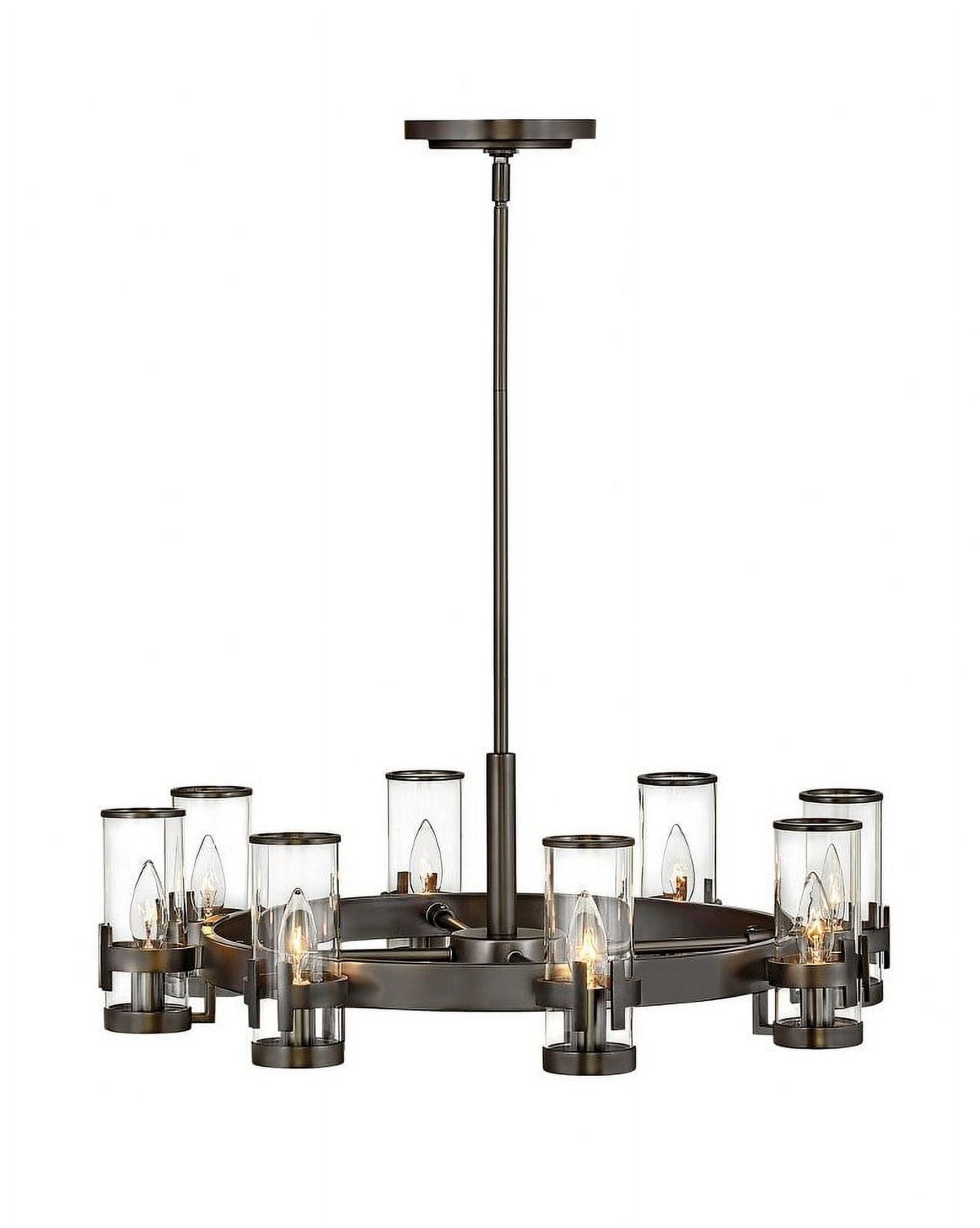 Reeve 27'' Black Oxide 8-Light Elegant Glass Cylinder Chandelier
