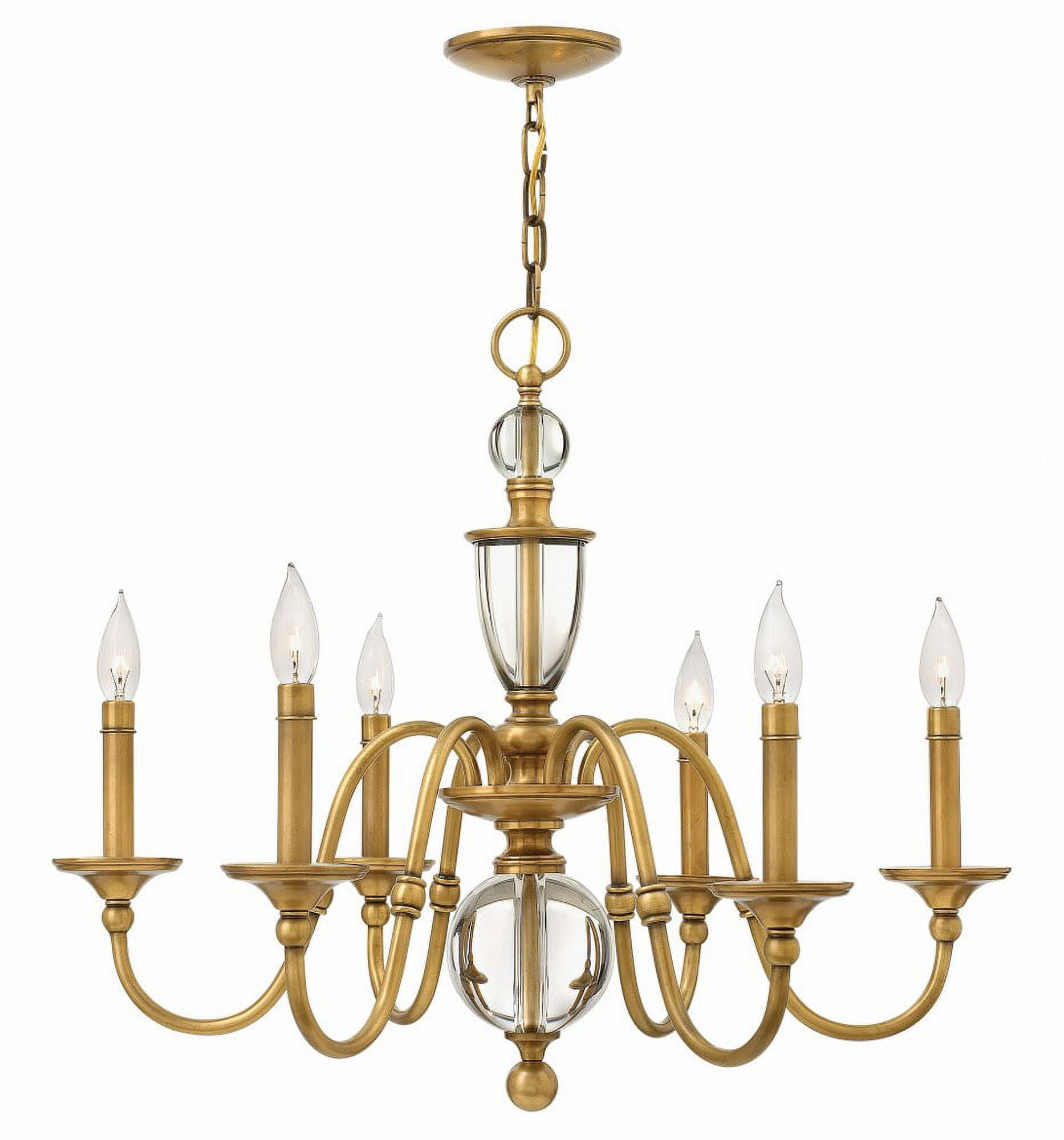 Eleanor Heritage Brass 6-Light Crystal Candle Chandelier