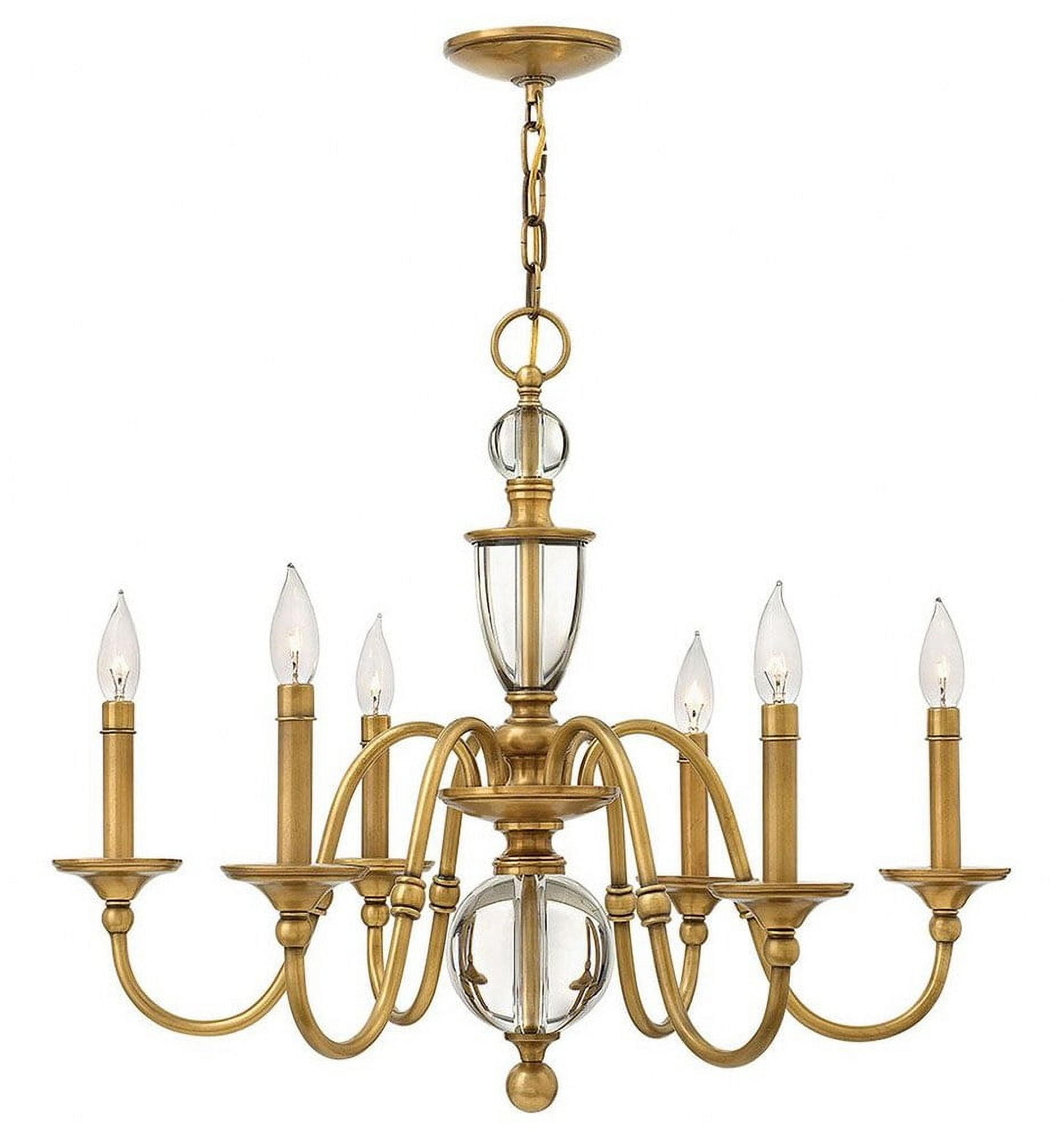 Eleanor Heritage Brass 6-Light Crystal Candle Chandelier
