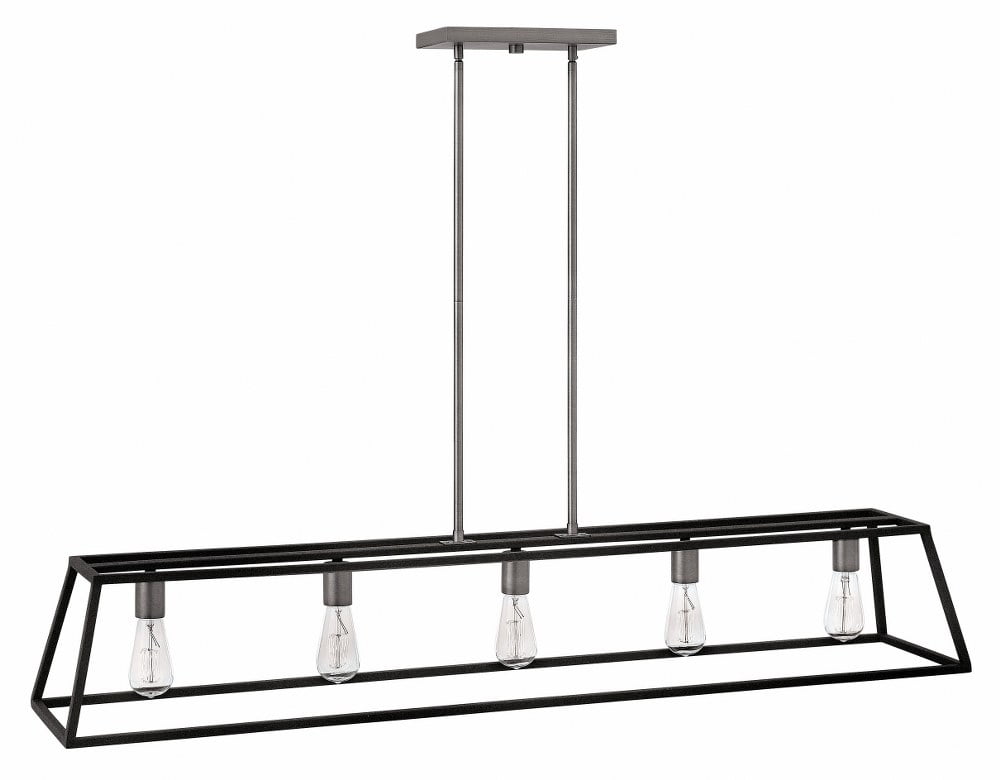 Fulton Bronze 50-Inch 5-Light Linear Cage Chandelier