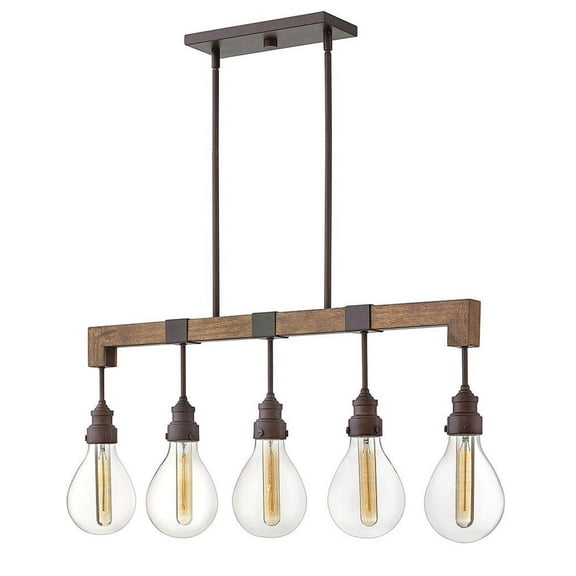3266IN Hinkley Lighting Denton - 5 Light Linear Chandelier in Rustic-Industrial-Scandinavian Style - 36 Inches Wide by 15.5 Inches High-Industrial