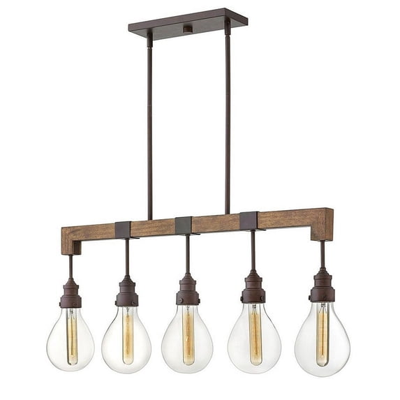 3266IN Hinkley Lighting Denton - 5 Light Linear Chandelier in Rustic-Industrial-Scandinavian Style - 36 Inches Wide by 15.5 Inches High-Industrial