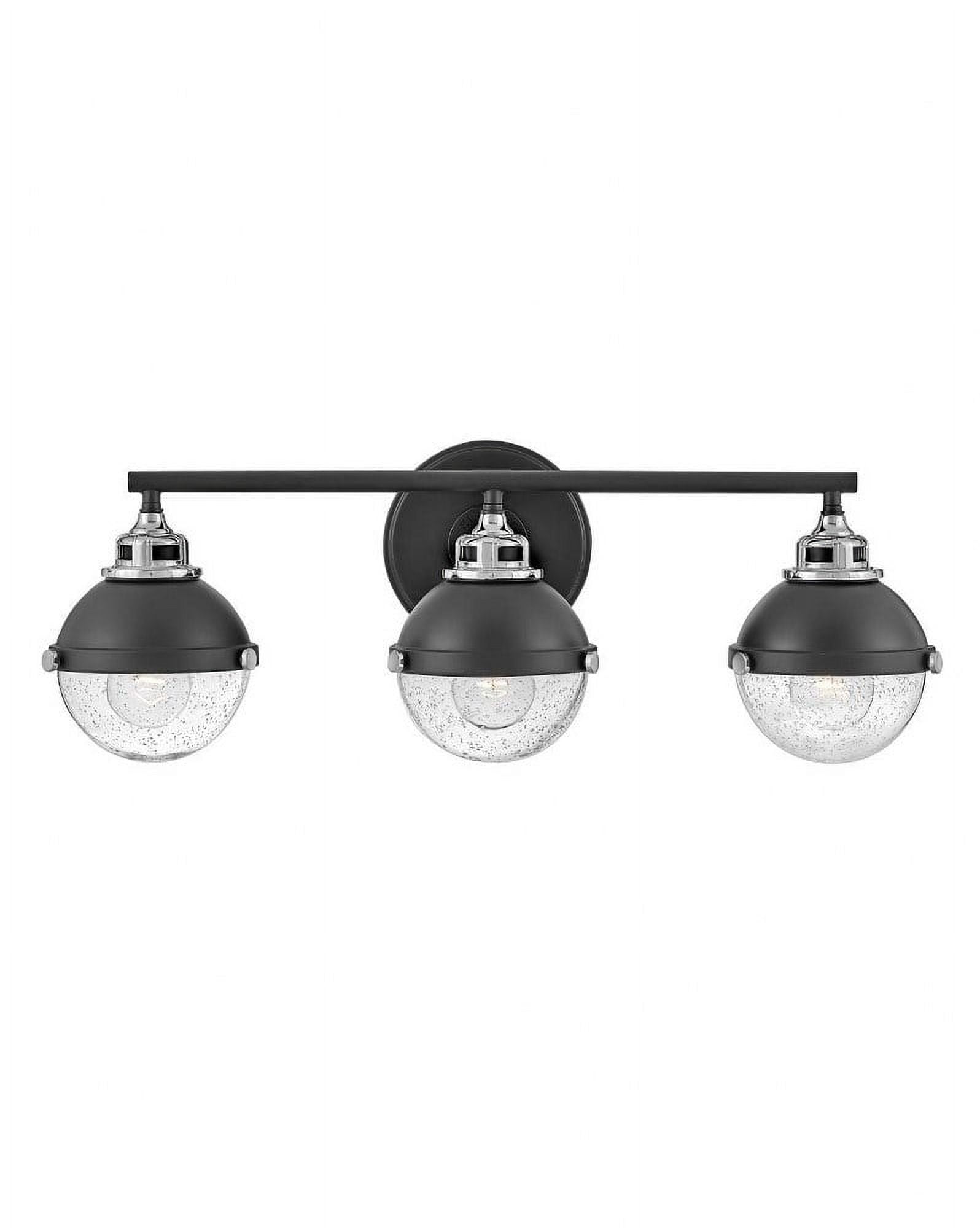 Fletcher Black/Chrome 3-Light Seedy Glass Vanity Light