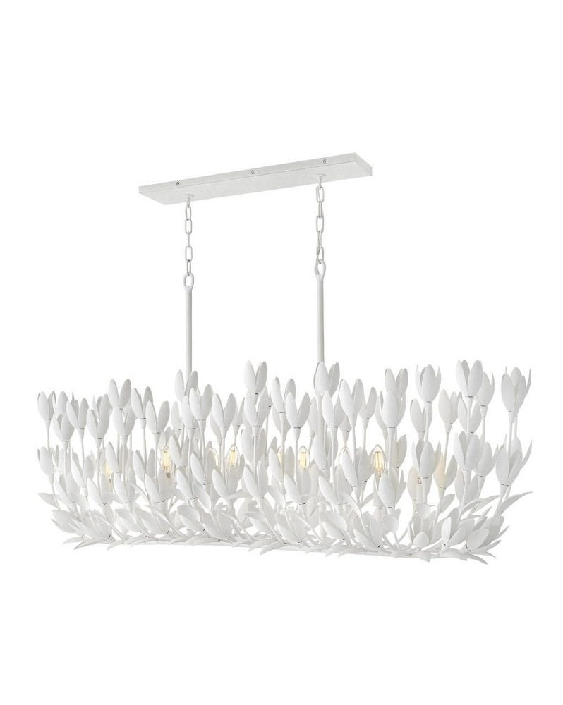 White Textured Plaster LED Floral Island Chandelier
