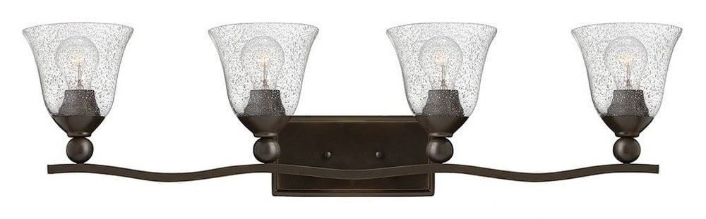 Bolla Olde Bronze 4-Light Bath Fixture with Clear Seedy Glass