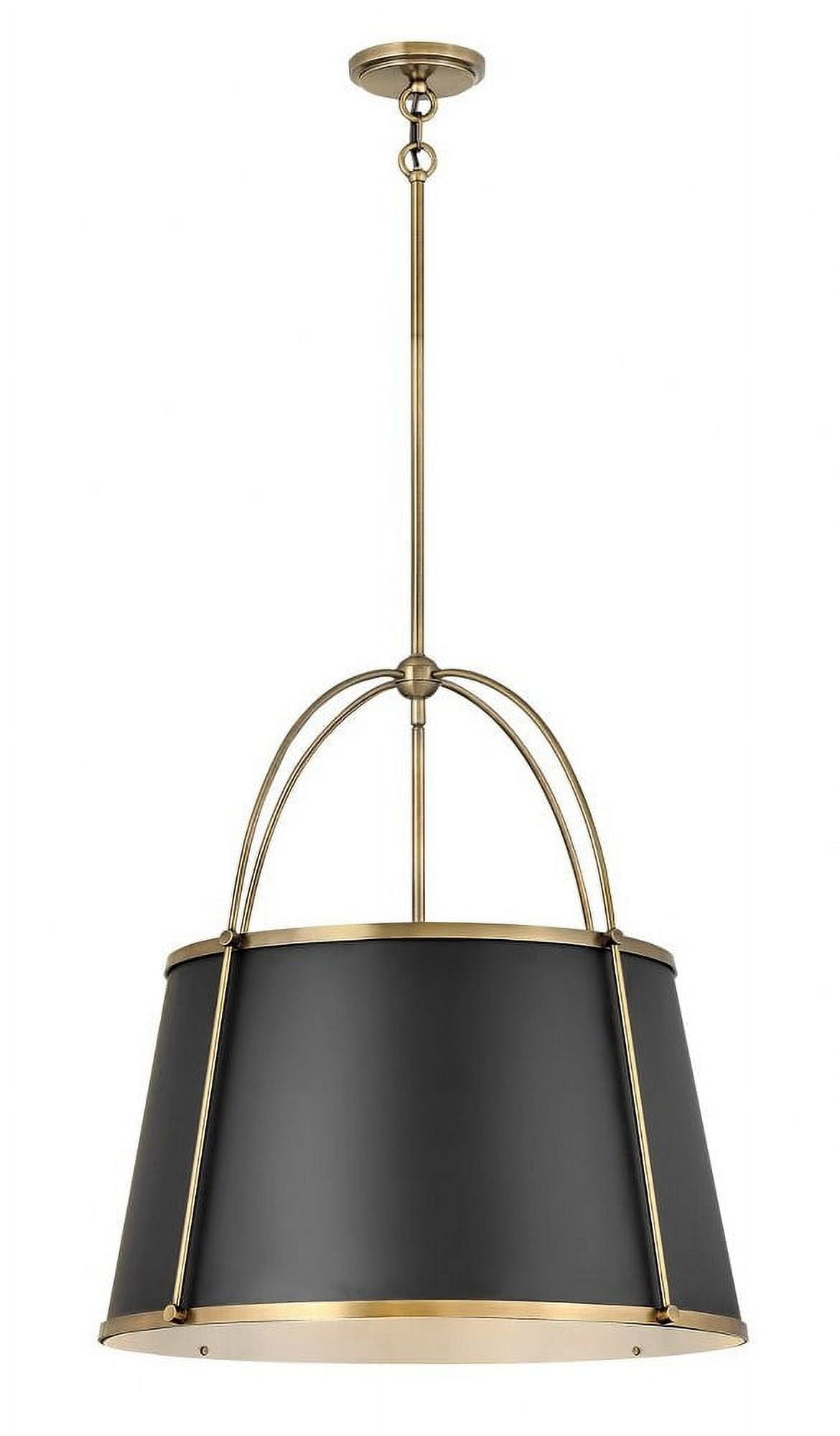 Warm Brass and Black 4-Light Drum Chandelier