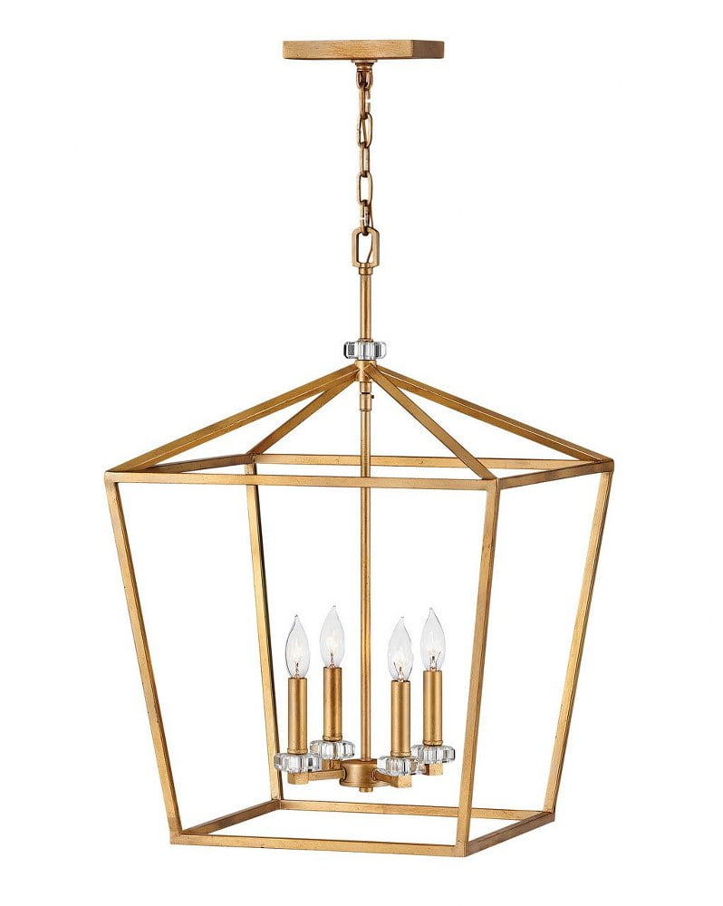 Distressed Brass 4-Light Open Frame Cage Chandelier