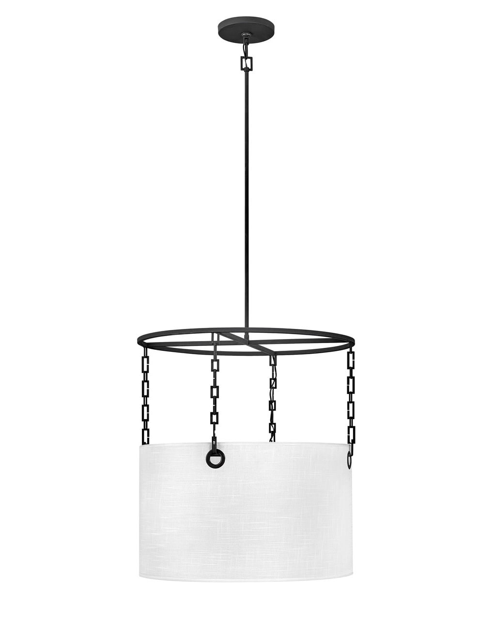 Tribeca 24" Black and White Linen Drum Chandelier