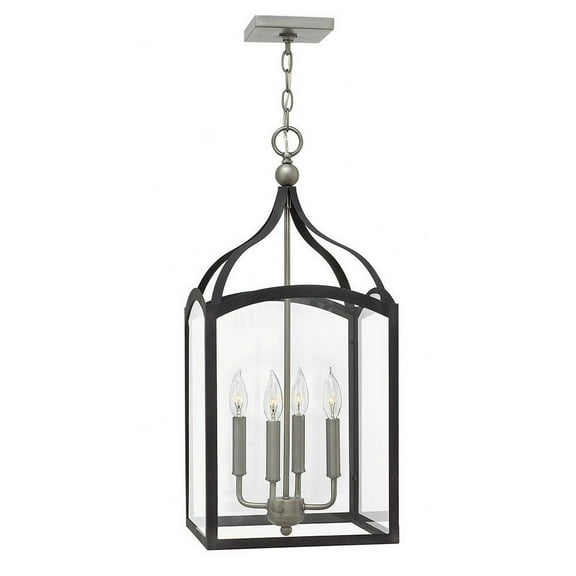 3415DZ-Hinkley Lighting-Clarendon - 4 Light Medium Open Frame Foyer in Traditional Style - 12 Inches Wide by 26.5 Inches High-Aged Zinc Finish