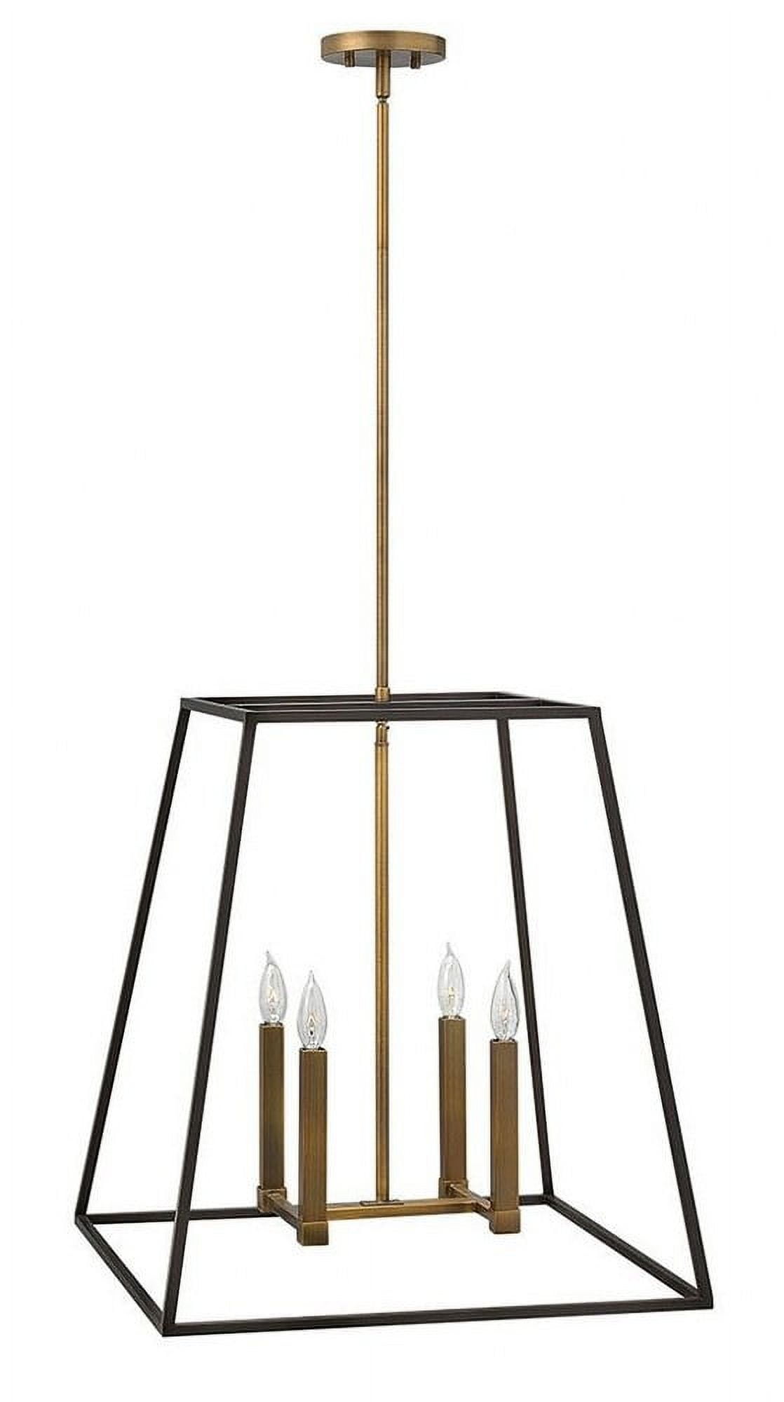 Bronze 4-Light Geometric Pendant with Glass and LED