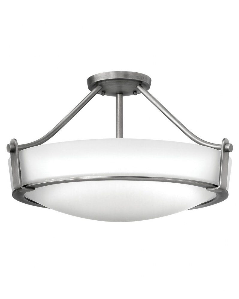 Elegant Antique Nickel 4-Light Semi-Flush Mount with Etched Glass