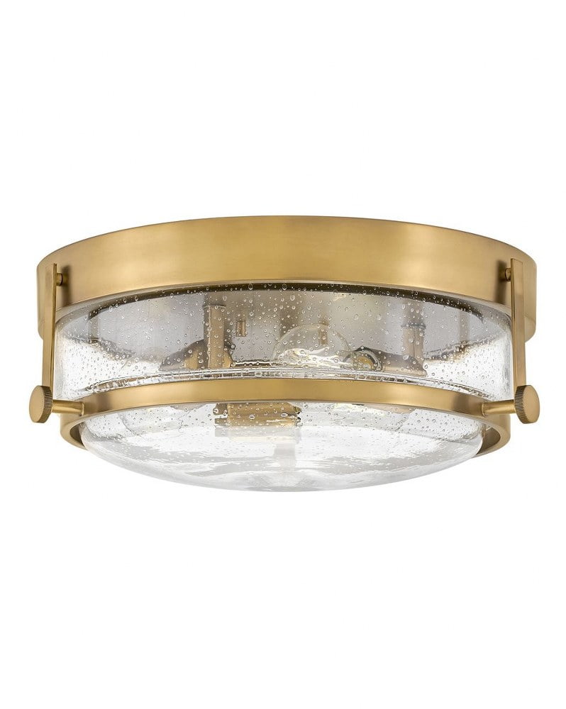 Heritage Brass Clear Seedy Glass 3-Light LED Flush Mount