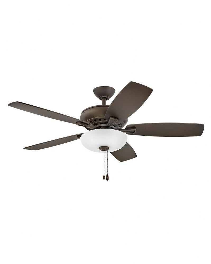52" Metallic Matte Bronze Ceiling Fan with Reversible Walnut Blades and LED Light