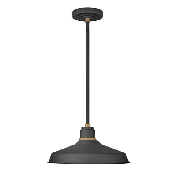 Hinkley Lighting 10483 Foundry 1 Light 16" Wide Outdoor Pendant - Textured Black / Brass
