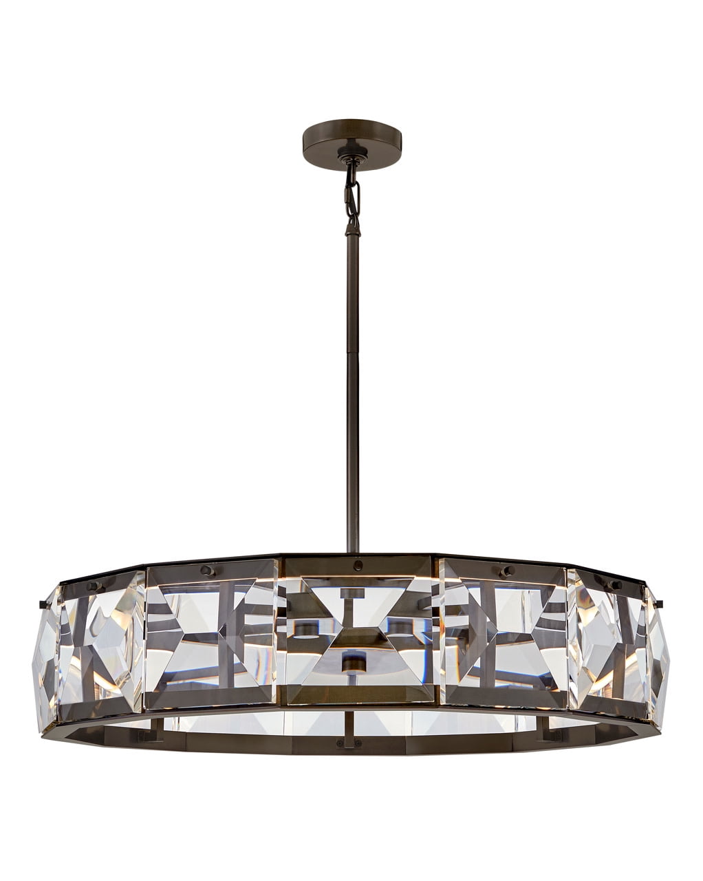 Jolie Black Oxide LED Drum Chandelier with Crystal Accents