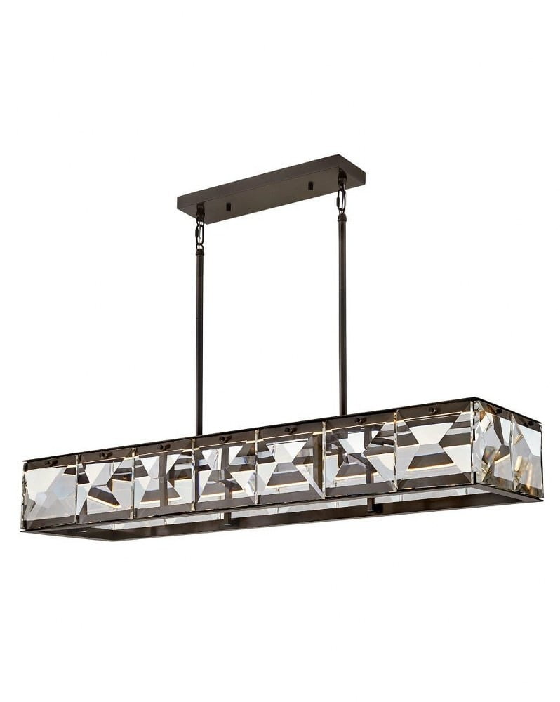 Elegant Black Oxide and Crystal LED Linear Chandelier