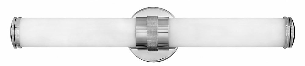 Chrome LED Cylinder Outdoor Wall Sconce with Etched Glass