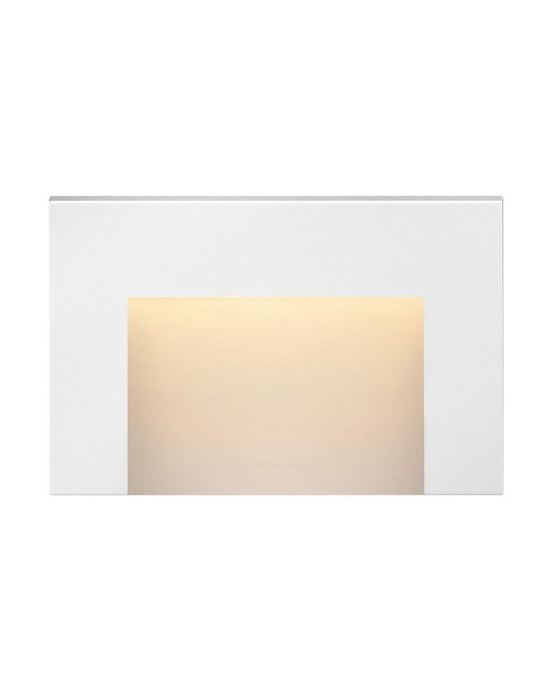Satin White LED Outdoor Deck Light with Etched Glass