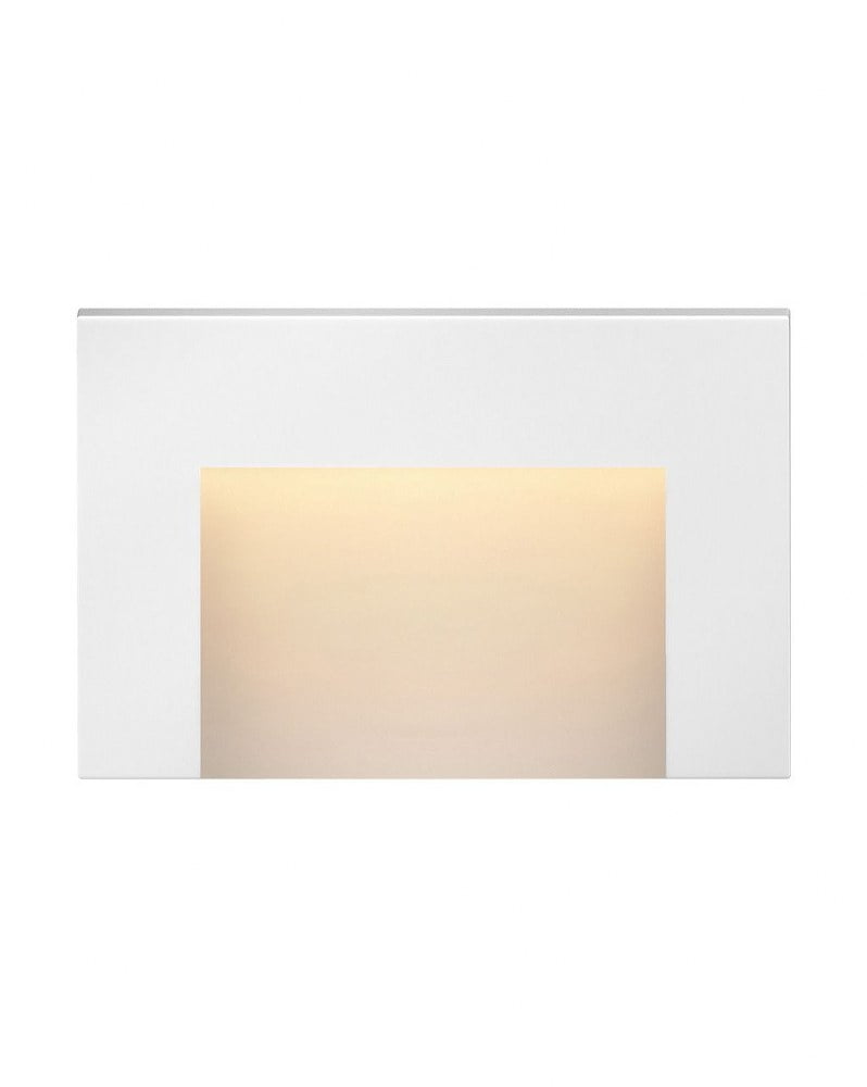 Satin White LED Outdoor Deck Light with Etched Glass