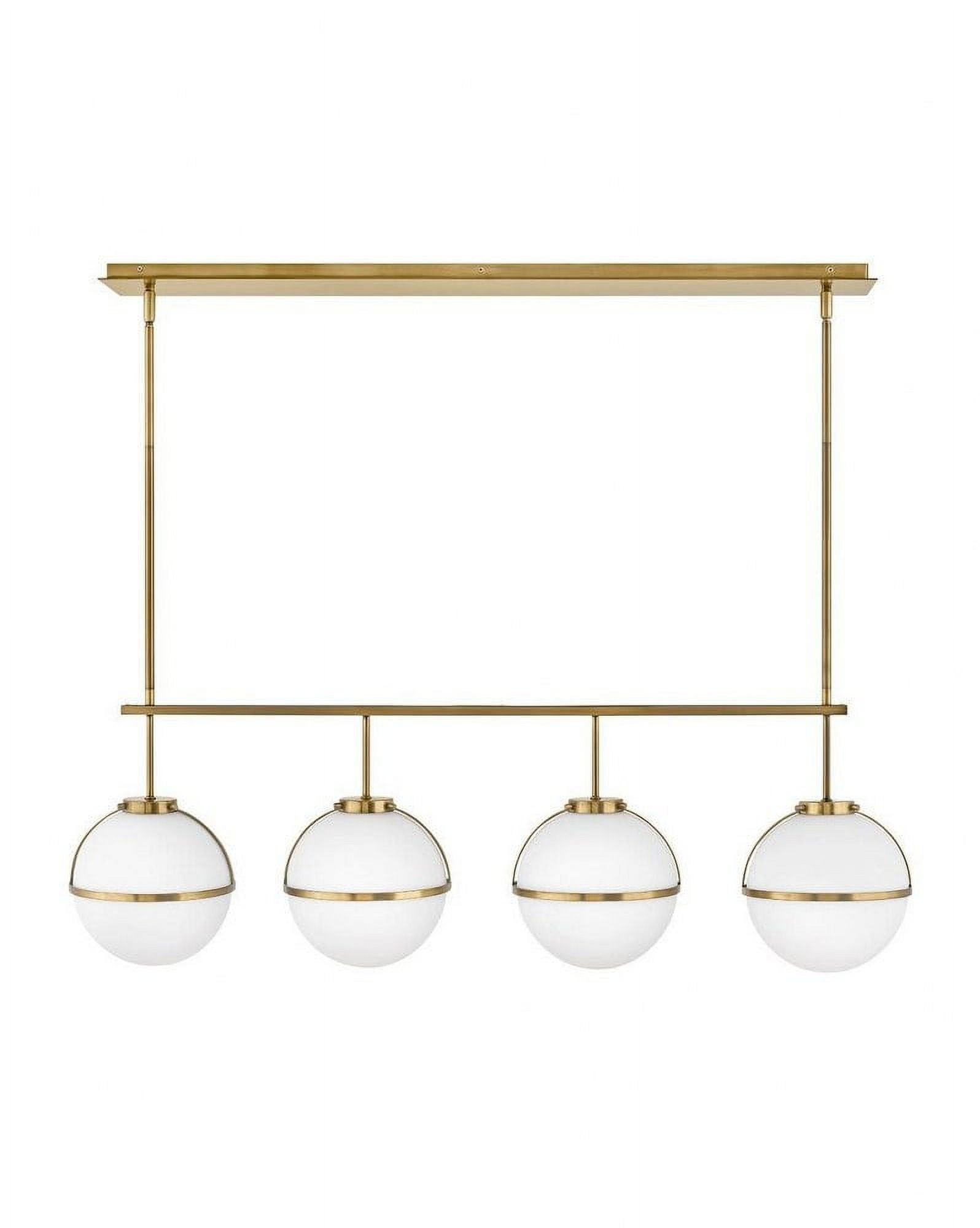 Hollis Heritage Brass 4-Light LED Linear Chandelier with Etched Opal Glass