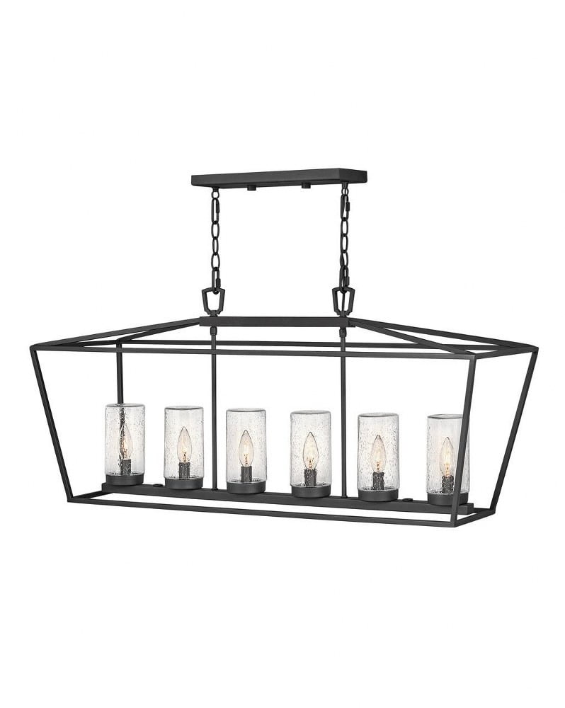 Museum Black 6-Light Outdoor LED Cage Chandelier