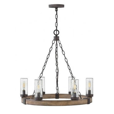 6 Light Medium Outdoor Hanging Lantern In Rustic Style 24 Inches Wide By 23.25 Inches High-Aged Zinc Finish-Led Lamping Type-12 Voltage Hinkley