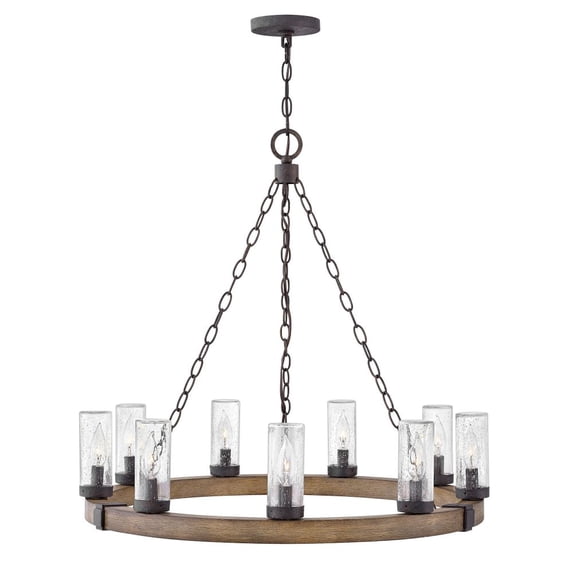 29208SQ-LV Hinkley Lighting Sawyer - 9 Light Large Outdoor Hanging Lantern in Rustic Style - 30 Inches Wide by 27.75 Inches High-Sequoia Finish-LED