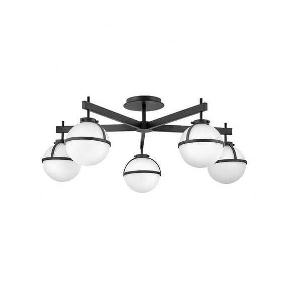 39674BK-Hinkley Lighting-Hollis - 22.5W 5 LED Extra Large Semi-Flush Mount - Transitional-Mid-Century Modern-Scandinavian Style - 32 Inch Wide by 12