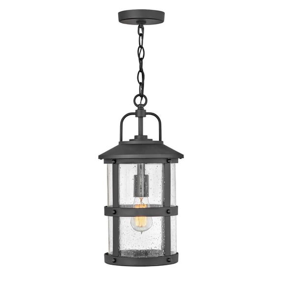 2682BK-LV-Hinkley Lighting-Lakehouse - 1 Light Medium Outdoor Hanging Lantern in Coastal Style - 9 Inches Wide by 17.75 Inches High-Black Finish-LED