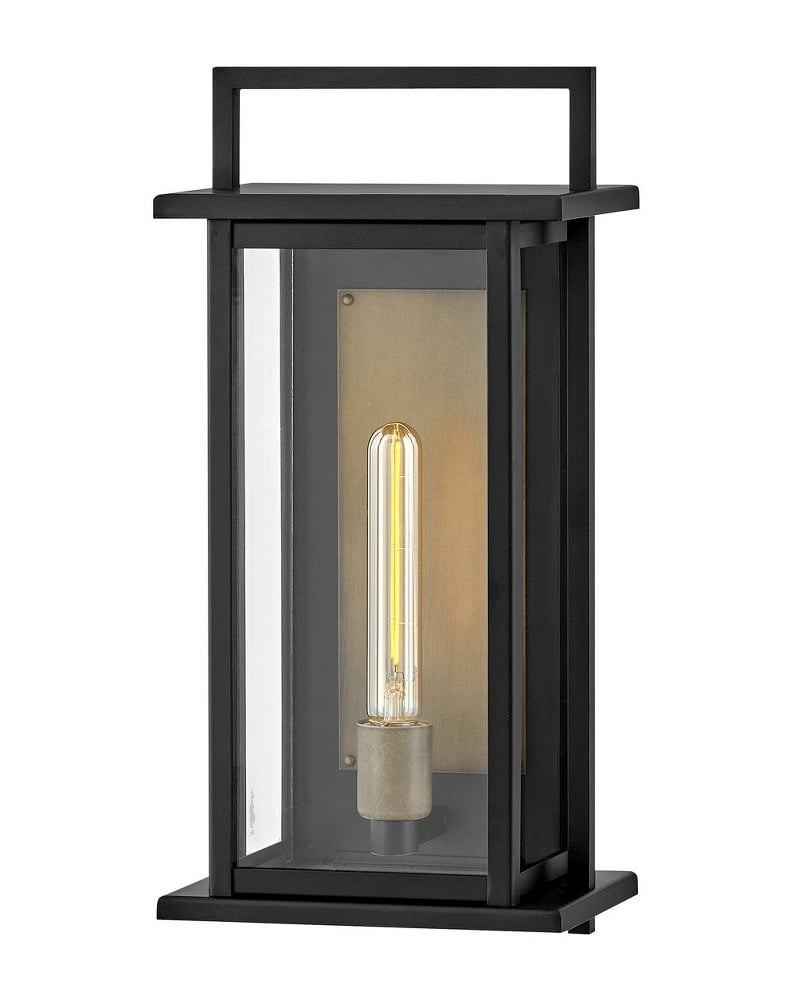Langston Black and Burnished Bronze Outdoor Lantern Wall Sconce