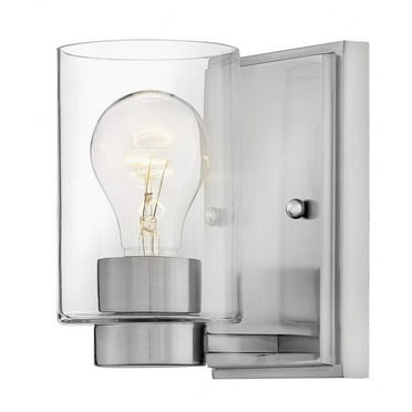 1 Light Bath Vanity In Transitional Style 4.5 Inches Wide By 6.5 Inches High-Brushed Nickel Finish-Clear Glass Color-Halogen Lamping Type Hinkley