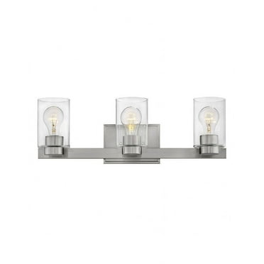 3 Light Bath Vanity In Transitional Style 21.5 Inches Wide By 7 Inches High-Brushed Nickel Finish-Clear Glass Color-Halogen Lamping Type Hinkley