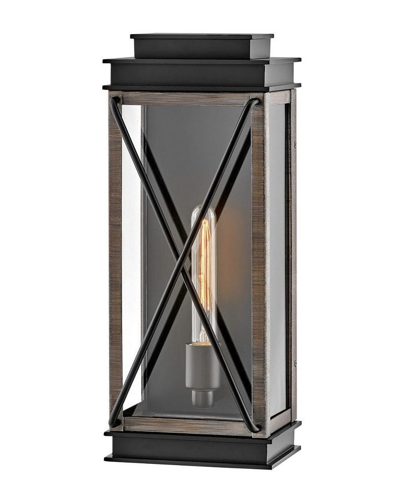 Montecito Modern Elegance 1-Light Outdoor Wall Lantern in Black with Clear Glass