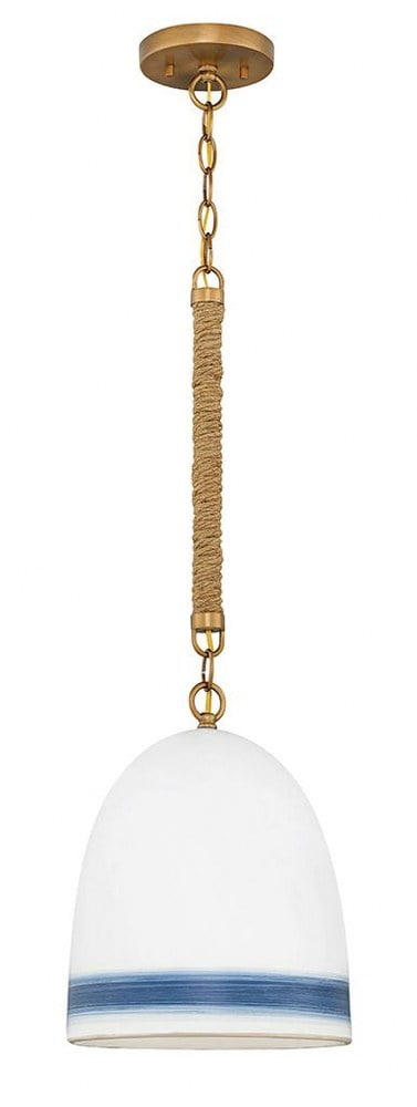 Heirloom Brass and Navy Ceramic Mini Pendant Light