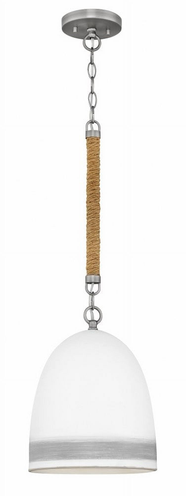 Nash Mini Bowl Pendant in Antique Nickel with Grey Stripe and Ceramic Shade