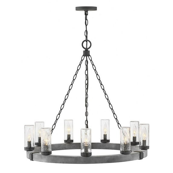 29208DZ-LL-Hinkley Lighting-Sawyer - 9 Light Large Outdoor Hanging Lantern in Rustic Style - 30 Inches Wide by 27.75 Inches High-Aged Zinc Finish-LED