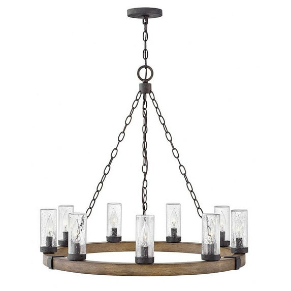 29208SQ-LL-Hinkley Lighting-Sawyer - 9 Light Large Outdoor Hanging Lantern in Rustic Style - 30 Inches Wide by 27.75 Inches High-Sequoia Finish-LED