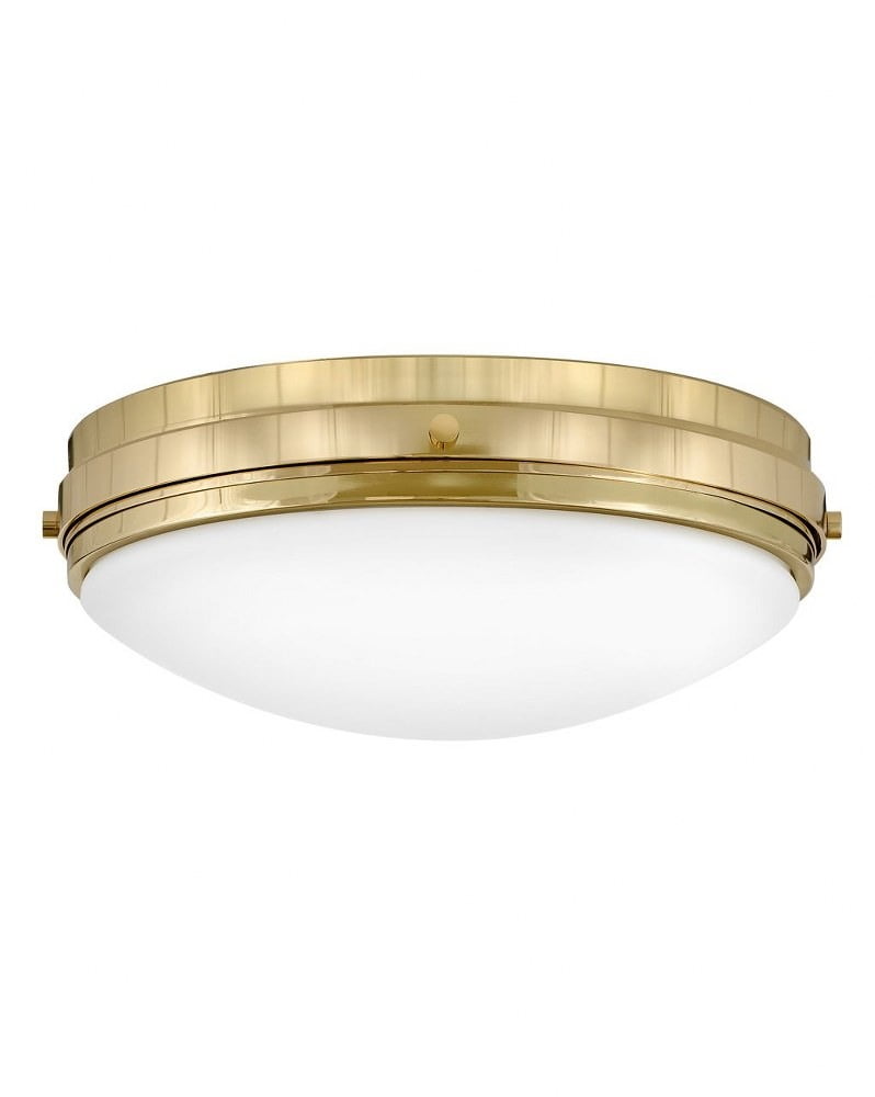 Oliver Bright Brass 3-Light LED Flush Mount with Etched Opal Shade