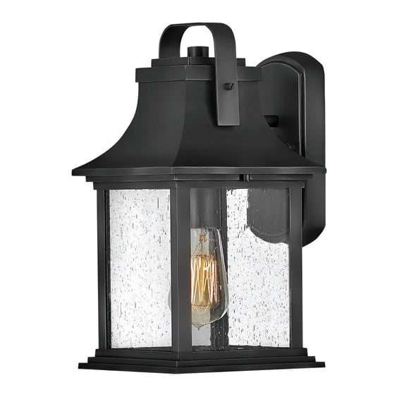 2390TK Hinkley Lighting Grant - 1 Light Small Outdoor Wall Lantern in Traditional Style - 7.25 Inches Wide by 13.75 Inches High-Textured Black Finish