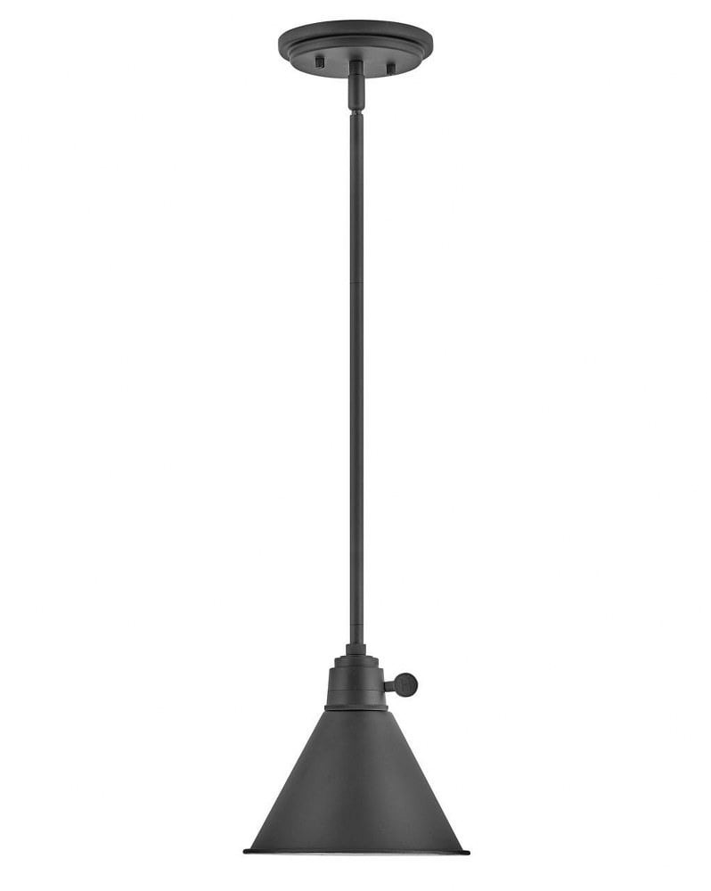 Black Glass LED Transitional Pendant Light, 7.75" Diameter