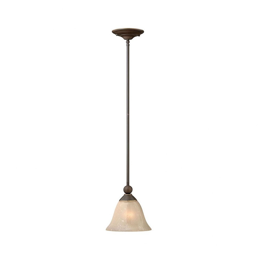 Olde Bronze Elegance 1-Light Pendant with Light Amber Seedy Glass